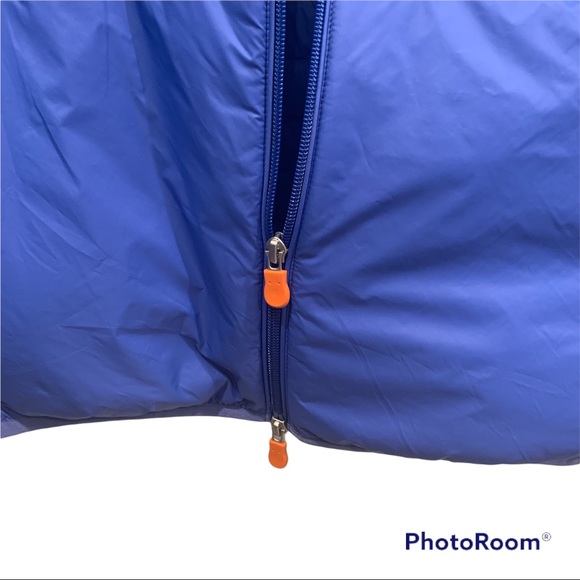 Save The Duck lightweight packable hooded jacket quilted / knit sleeve blues M - Picture 3 of 8